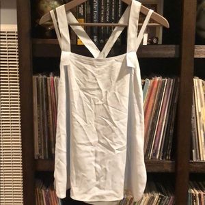 Helmet Lang baby blue strappy top.